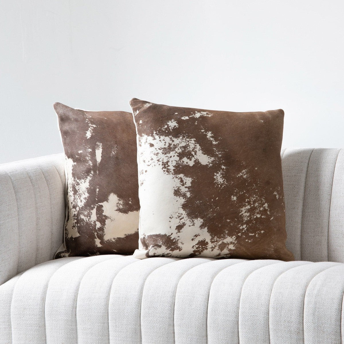 Harland Modern Cowhide Pillow - Warm Brown