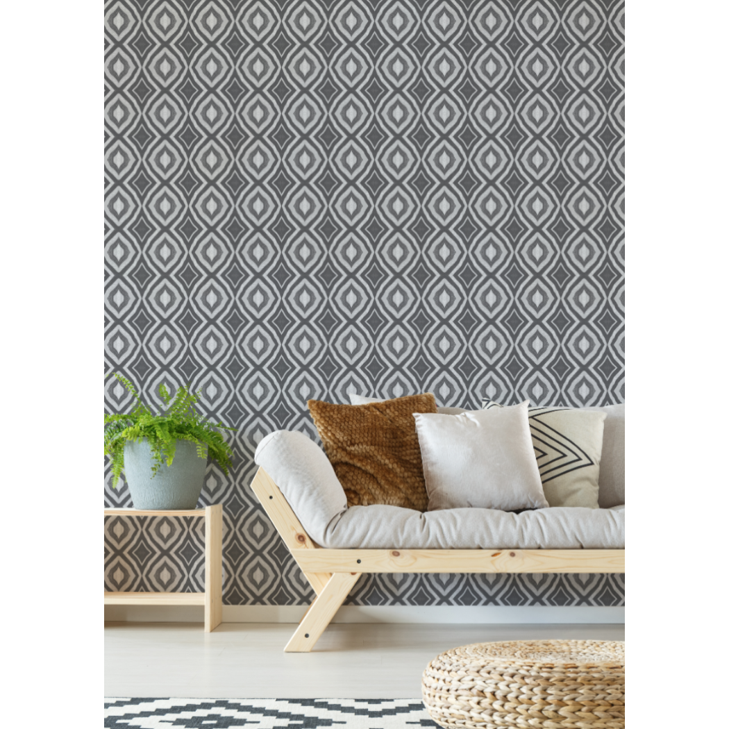 Diamond's Eye Wallpaper-Mitchell Black-MITCHB-WCAB450-PM-10-Wall DecorPatterns Diamond's Eye-Premium Matte Paper-2-France and Son