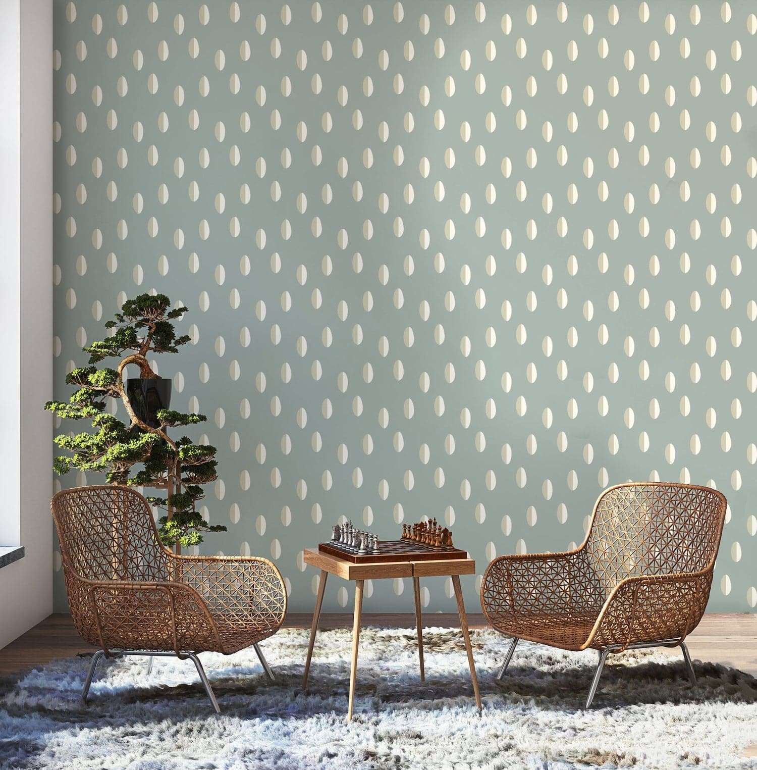 Split Wallpaper-Mitchell Black-MITCHB-WC405-BS-PM-10-Wall DecorPatterns Blue Smoke-Premium Matte Paper-3-France and Son