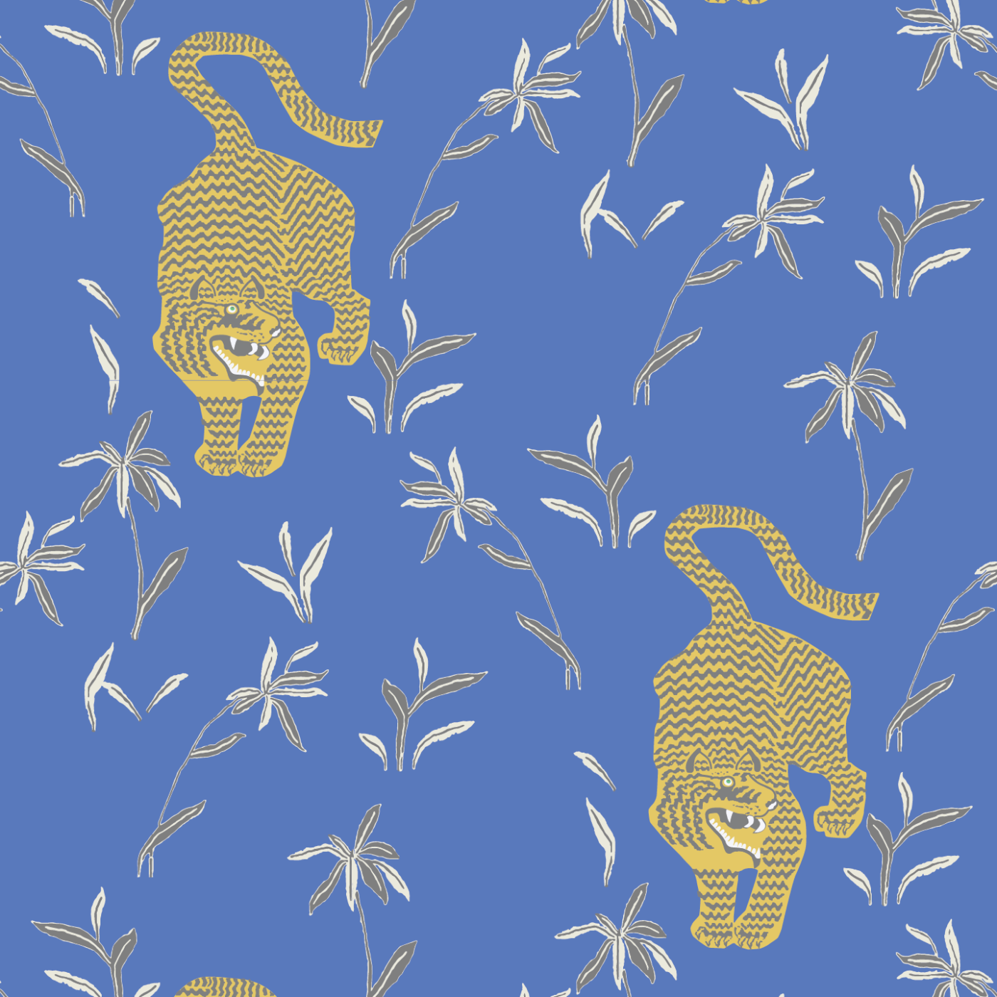 Stalking Tiger Wallpaper-Mitchell Black-MITCHB-WC372-5-PM-10-Wall DecorPatterns Royal-Premium Matte Paper-7-France and Son