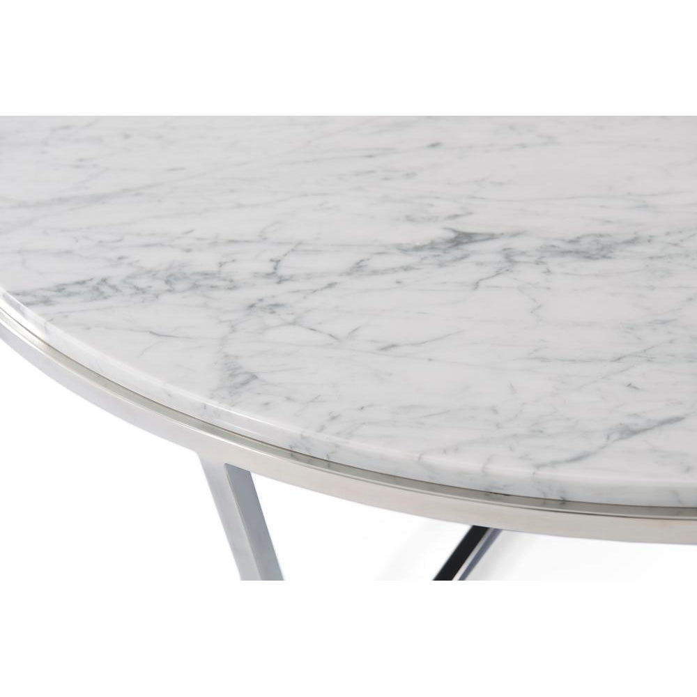 Fisher Round Cocktail Table (Marble)-Theodore Alexander-THEO-TAS51034.C095-Coffee TablesPolished Nickel-3-France and Son