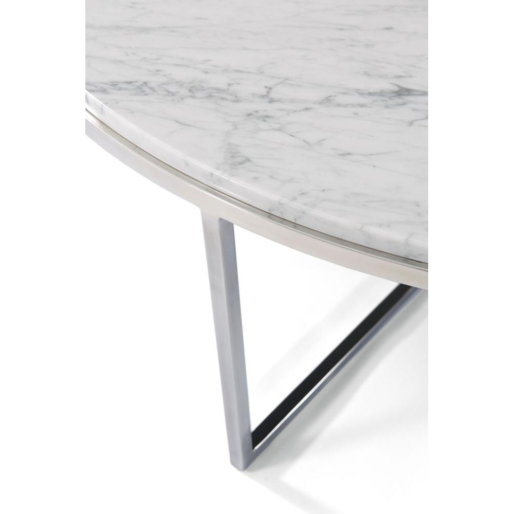 Fisher Round Cocktail Table (Marble)-Theodore Alexander-THEO-TAS51034.C095-Coffee TablesPolished Nickel-4-France and Son