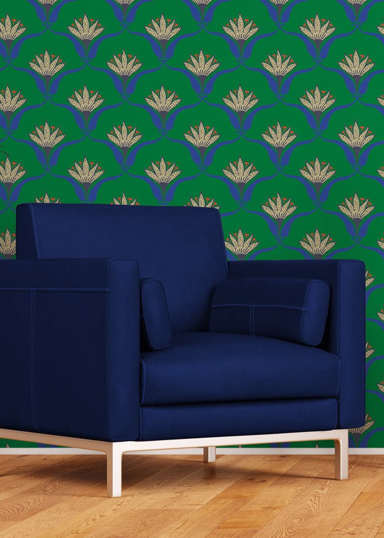 Wallflower Wallpaper-Mitchell Black-MITCHB-WCJT6-JA-PM-10-Wall DecorPatterns Jade-Premium Matte Paper-2-France and Son