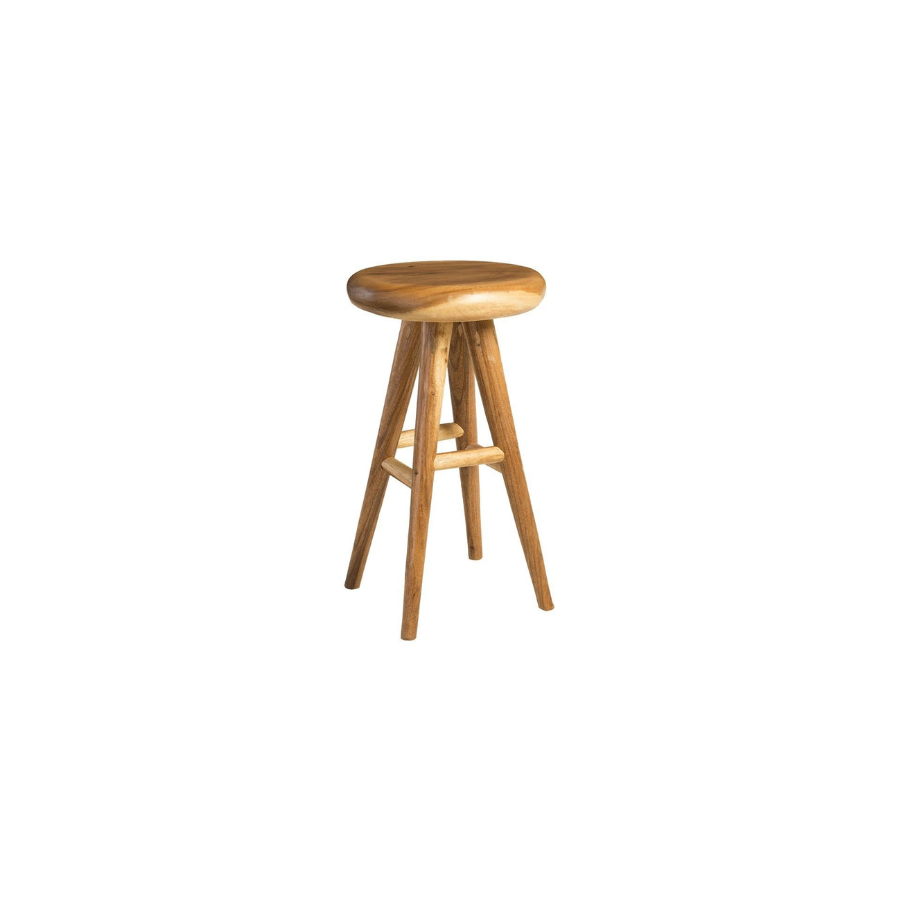 Smoothed Bar Stool, Chamcha Wood, Natural, Round-Phillips Collection-PHIL-TH84476-Bar Stools-1-France and Son