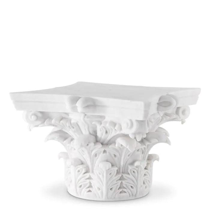 Coffee Table Acanthus white marble, shown in white with marble, stone, and a flat square tabletop surface.
