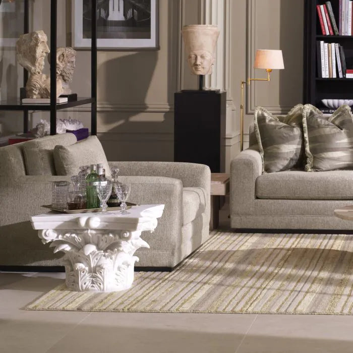 Alternate view of Coffee Table Acanthus white marble in white and light gray.