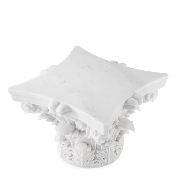 Additional view of Coffee Table Acanthus white marble in white and light gray.