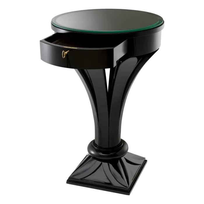 Additional view of Side Table Aswan piano black in black and green.