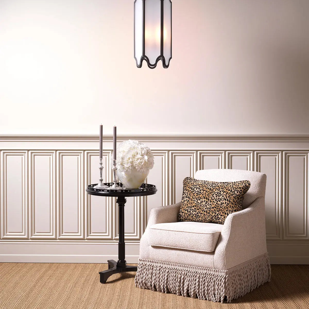 Alternate view of Side Table Roentgen Waxed Black Finish, featuring glossy finish, wood, metal, and a pierced gallery top.