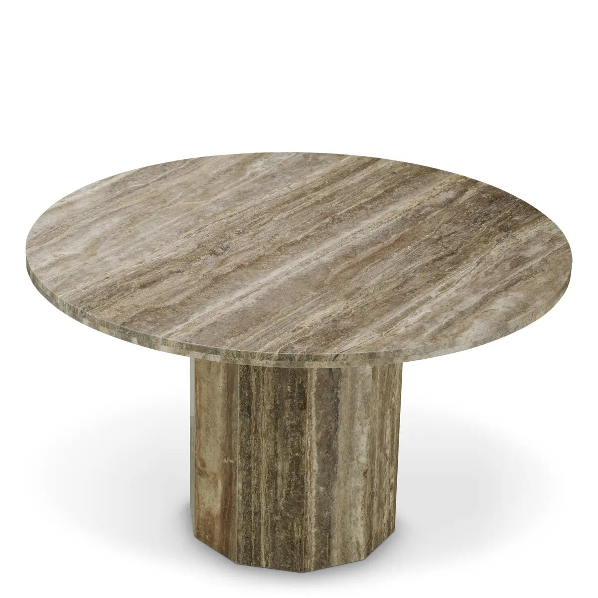 Additional view of Dining Table Florence Silver Travertine in taupe and beige.
