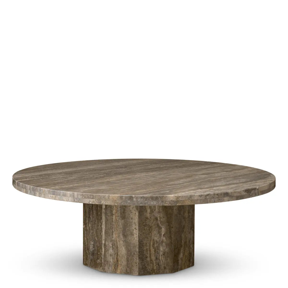 Coffee Table Florence Silver Travertine, shown in taupe and warm gray with travertine and natural stone.