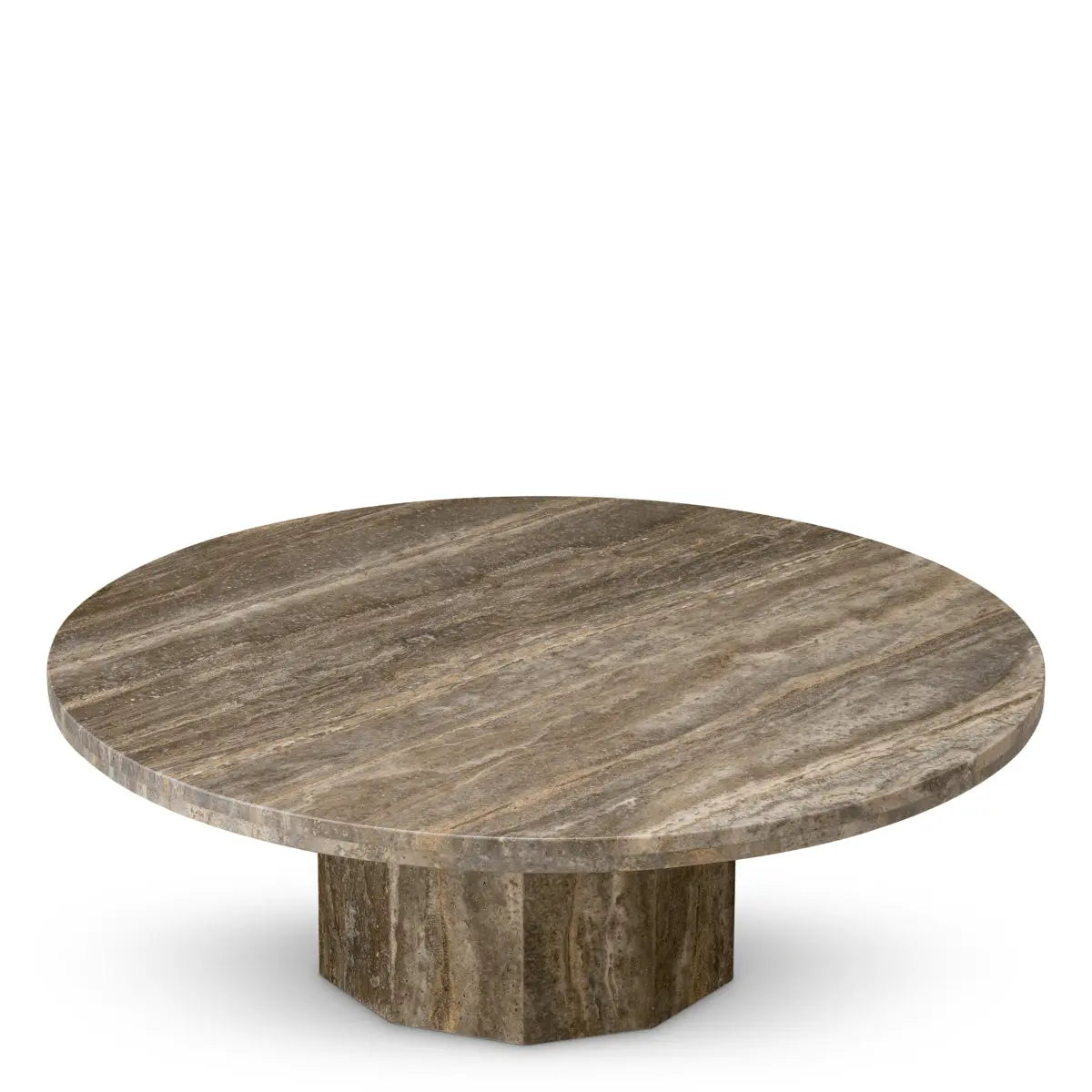 Additional view of Coffee Table Florence Silver Travertine in taupe and warm gray.
