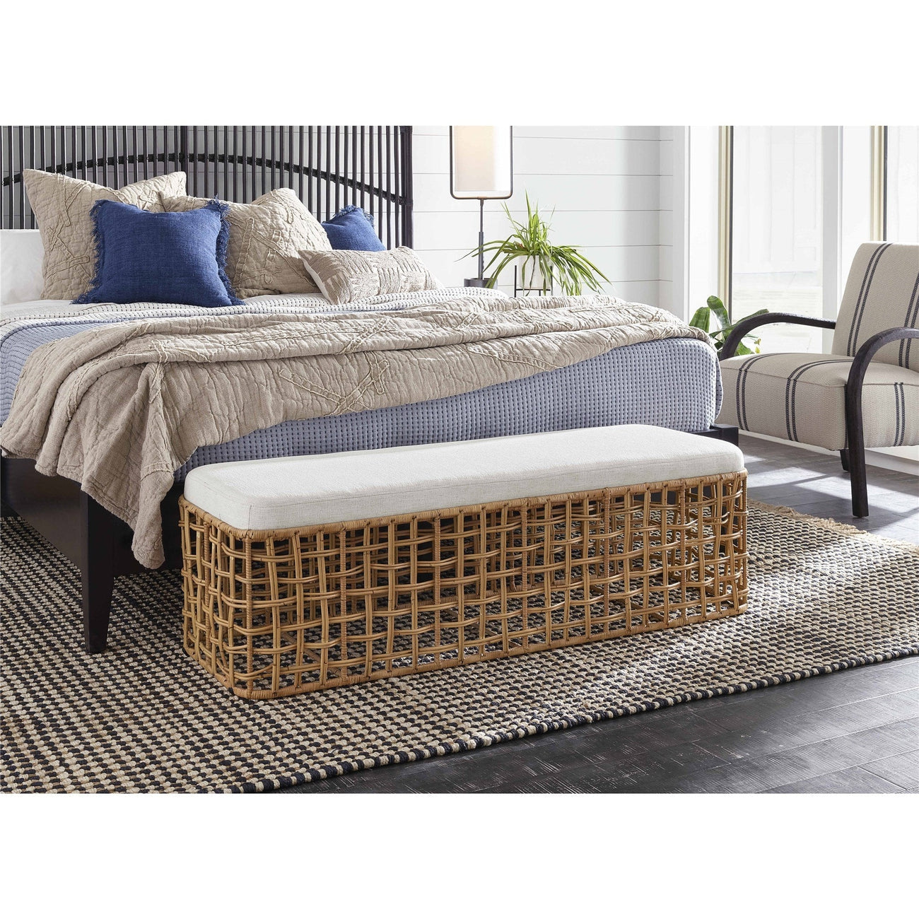 Getaway Rattan Bench-Universal Furniture-UNIV-U033E380-Benches-2-France and Son