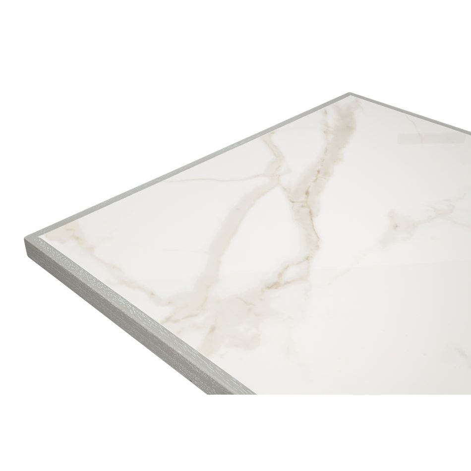 Additional view of Small 81" Dining Table, Carmine Legno in white and gray.