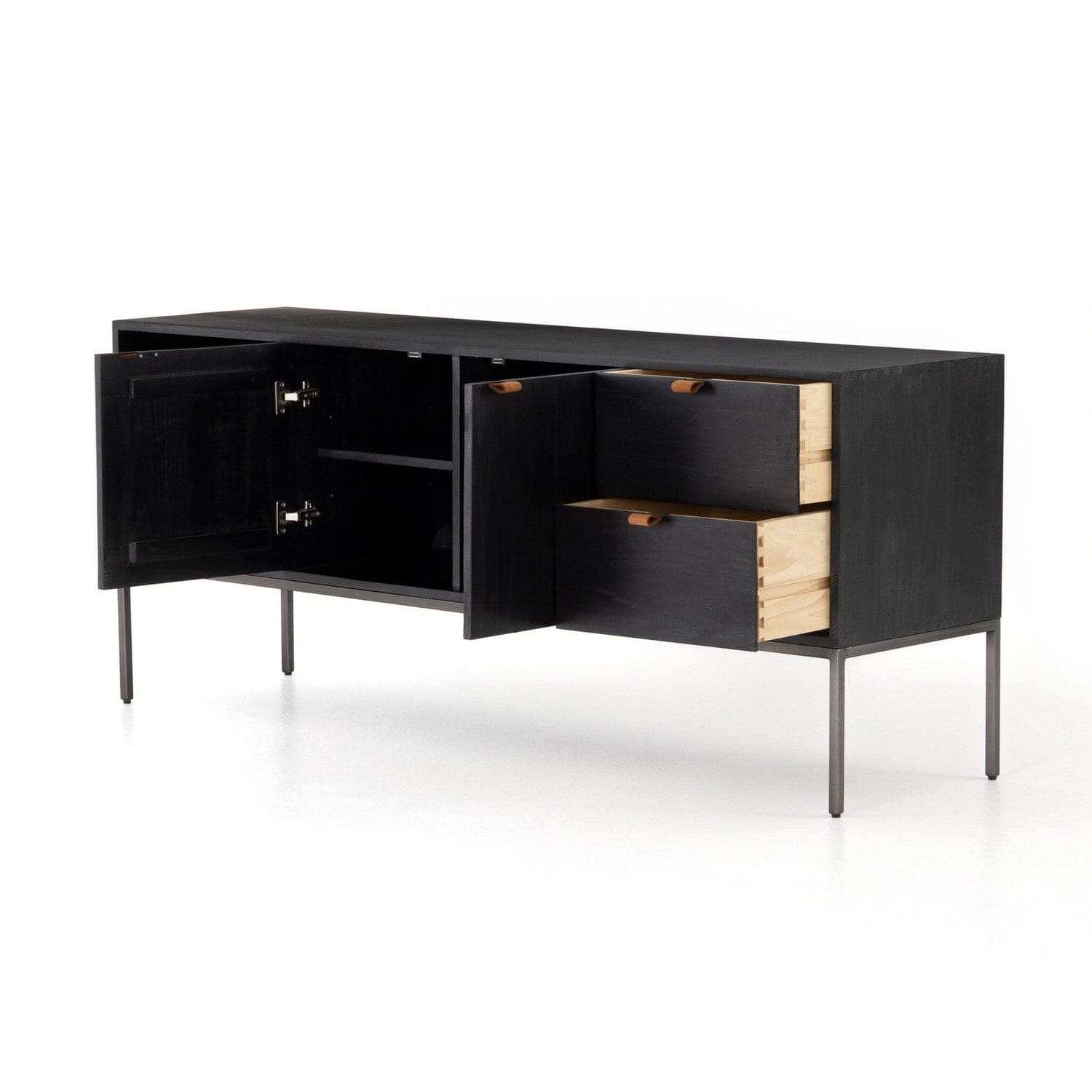 Trey Media Console - Black Wash Poplar