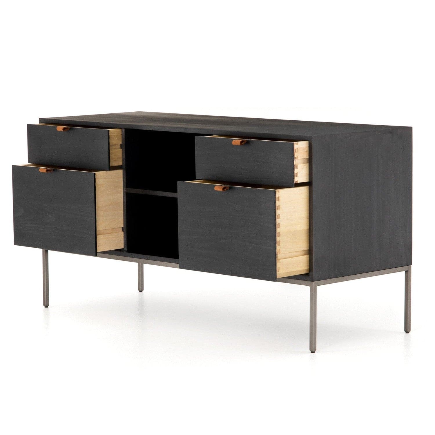 Trey Modular Filing Credenza - Black Wash Poplar