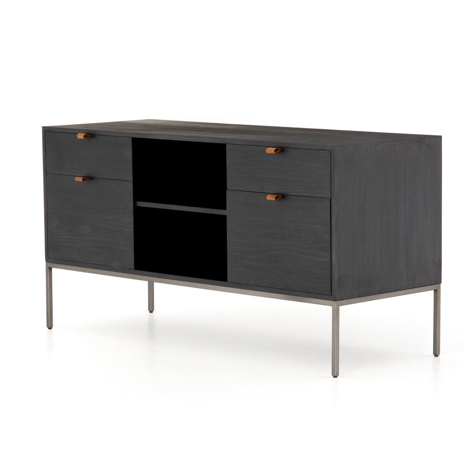 Trey Modular Filing Credenza - Black Wash Poplar