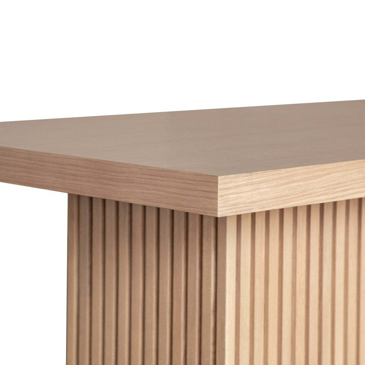 Vanna - Slatted Pedestal Base Console Table In Natural Oak