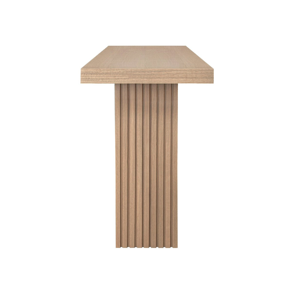 Vanna - Slatted Pedestal Base Console Table In Natural Oak