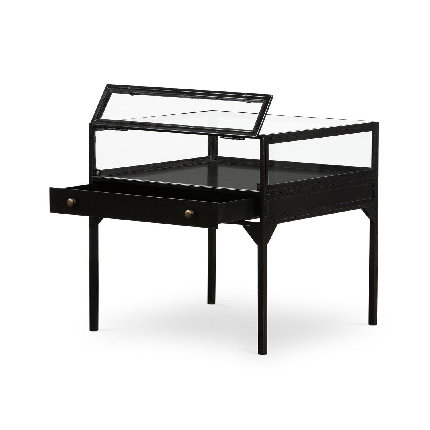 Shadow Box End Table - Tempered Glass