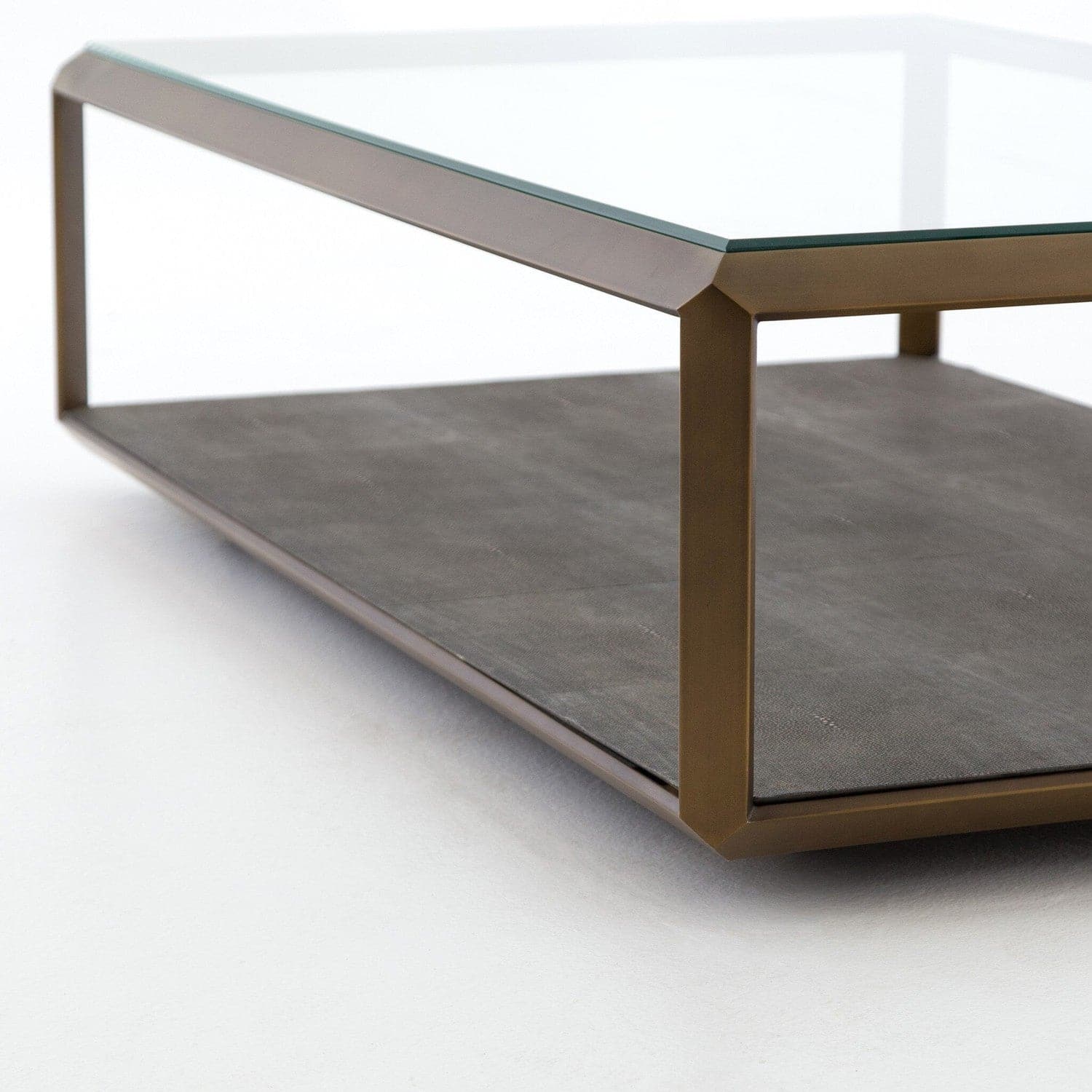 Shagreen Shadow Box Coffee Table - Tempered Glass