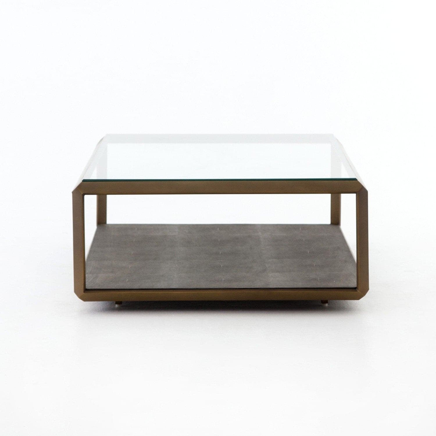 Shagreen Shadow Box Coffee Table - Tempered Glass