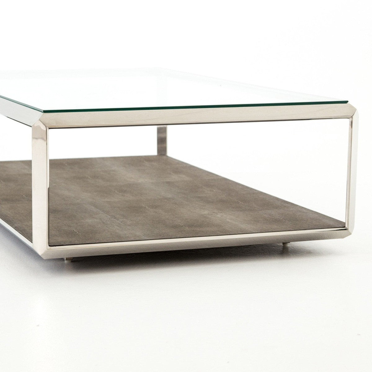 Shagreen Shadow Box Coffee Table - Tempered Glass