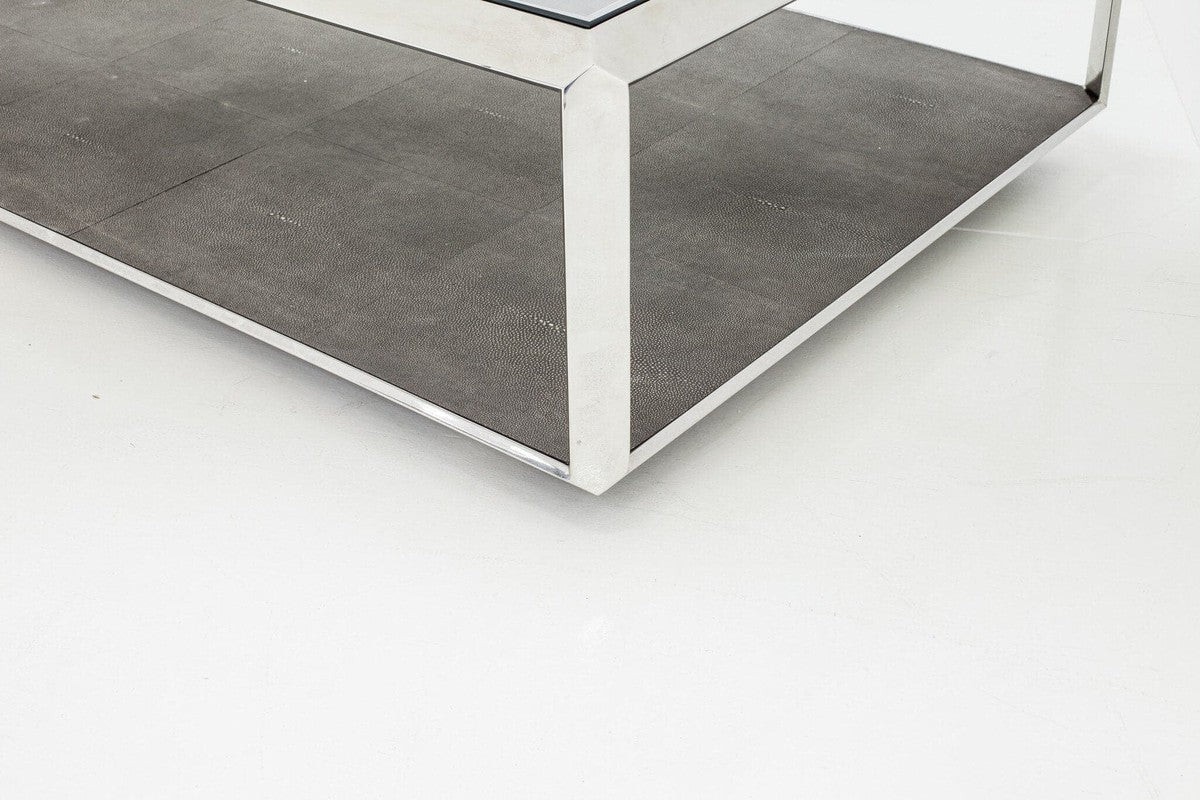 Shagreen Shadow Box Coffee Table - Tempered Glass