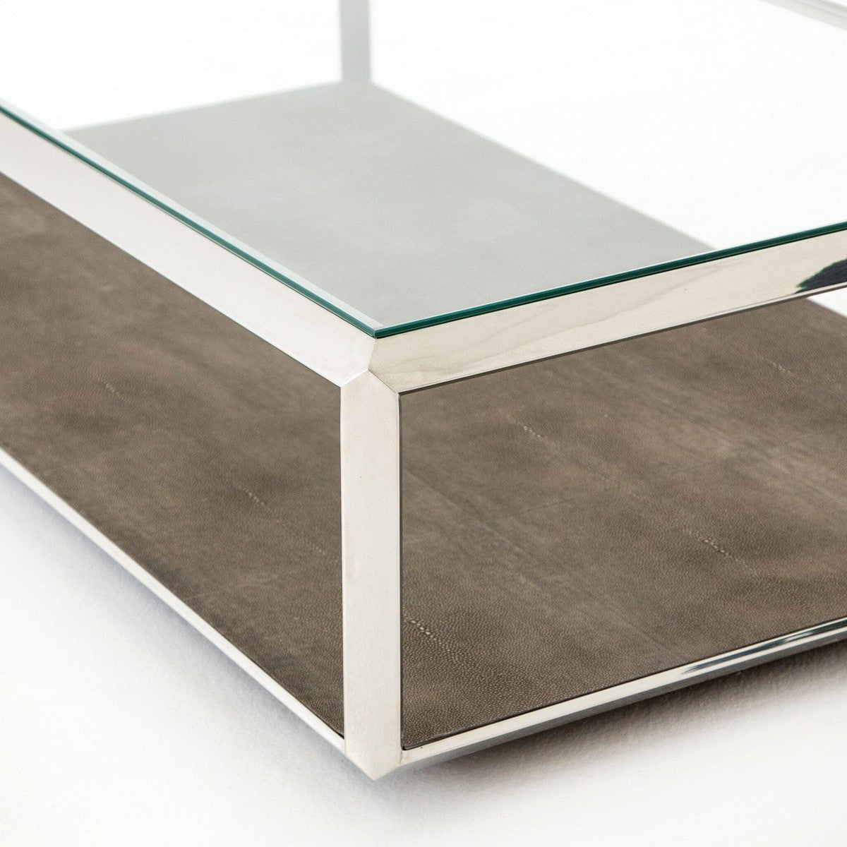 Shagreen Shadow Box Coffee Table - Tempered Glass