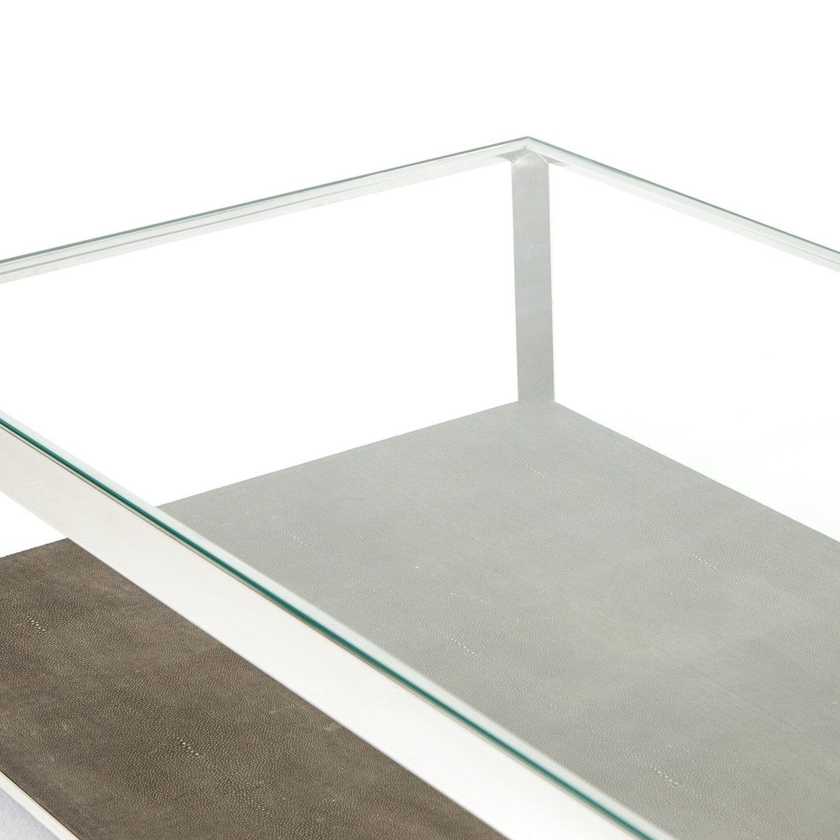 Shagreen Shadow Box Coffee Table - Tempered Glass