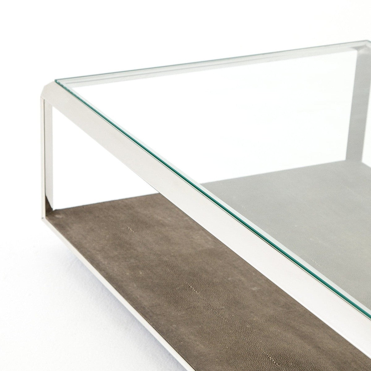 Shagreen Shadow Box Coffee Table - Tempered Glass