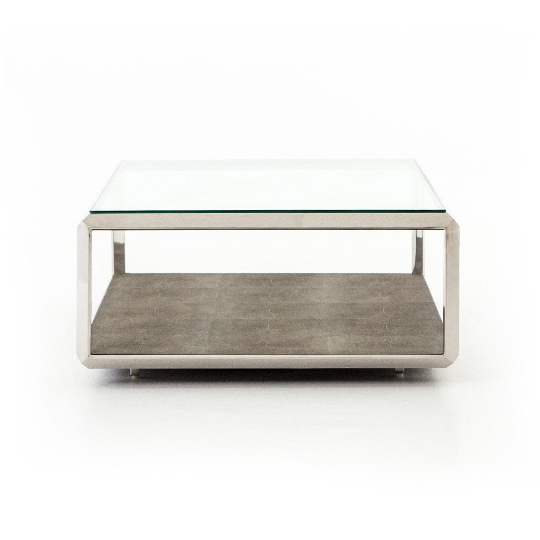 Shagreen Shadow Box Coffee Table - Tempered Glass