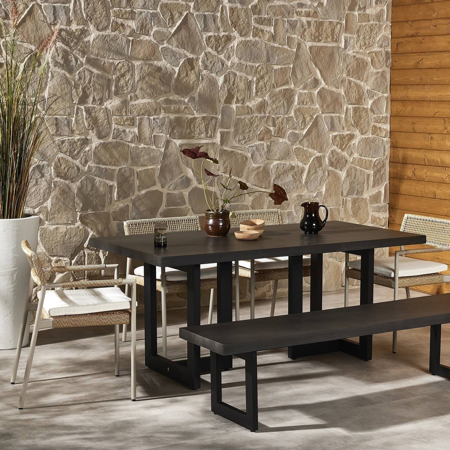 Judith Outdoor Dining Table - Black Lavastone