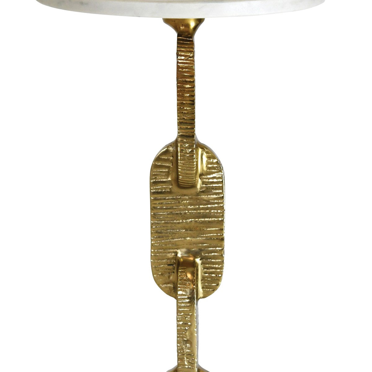 Ventura - Round Cigar Table With Interlocking Hammered Brass Base And White Marble Top