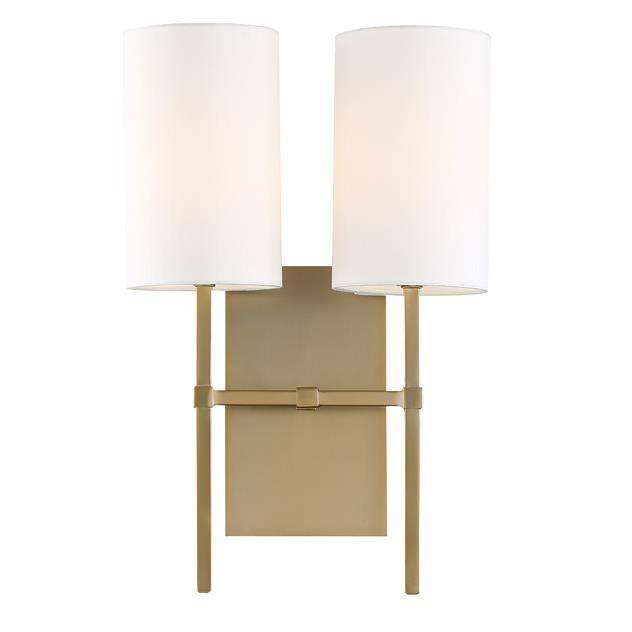 Veronica 2 Light Aged Brass Sconce-Crystorama Lighting Company-CRYSTO-VER-242-AG-Wall LightingGold-1-France and Son