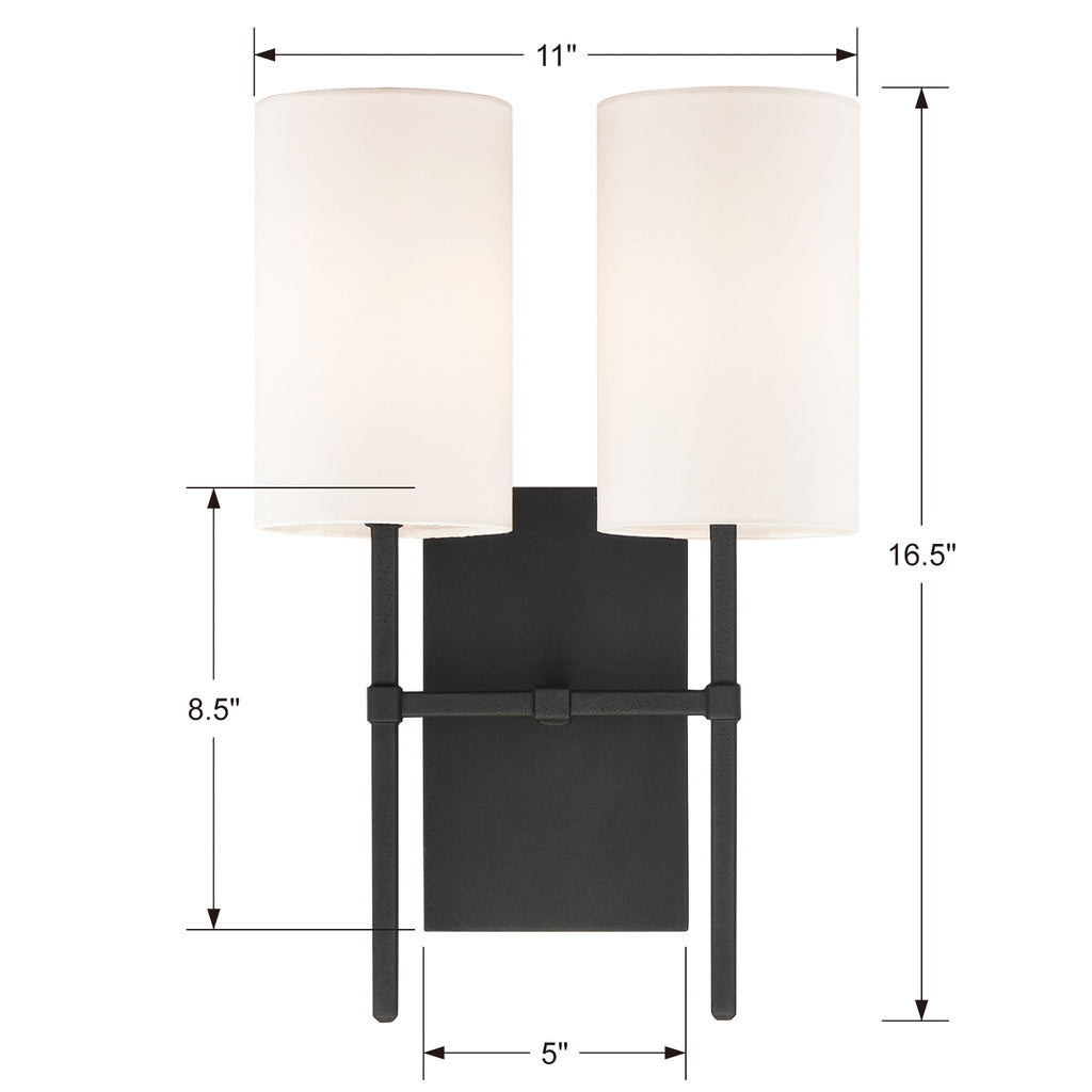 Veronica 2 Light Wall Mount-Crystorama Lighting Company-CRYSTO-VER-242-BF-Wall Lighting-4-France and Son