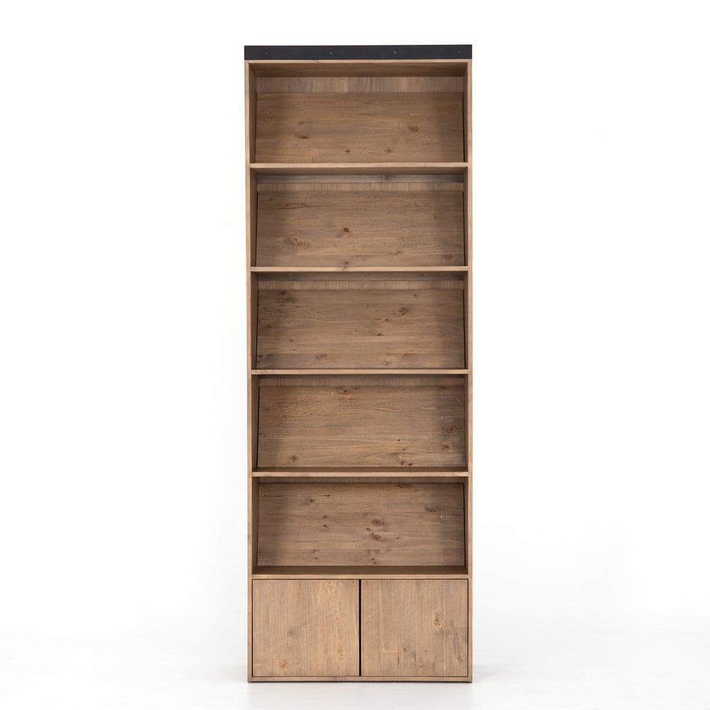 Bane Bookshelf-Four Hands-FH-223550-001-Bookcases & CabinetsSmoked Pine-With Ladder-6-France and Son