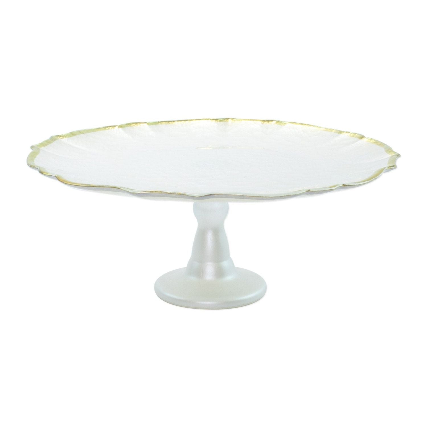 Baroque Glass Cake Stand - White / Standard