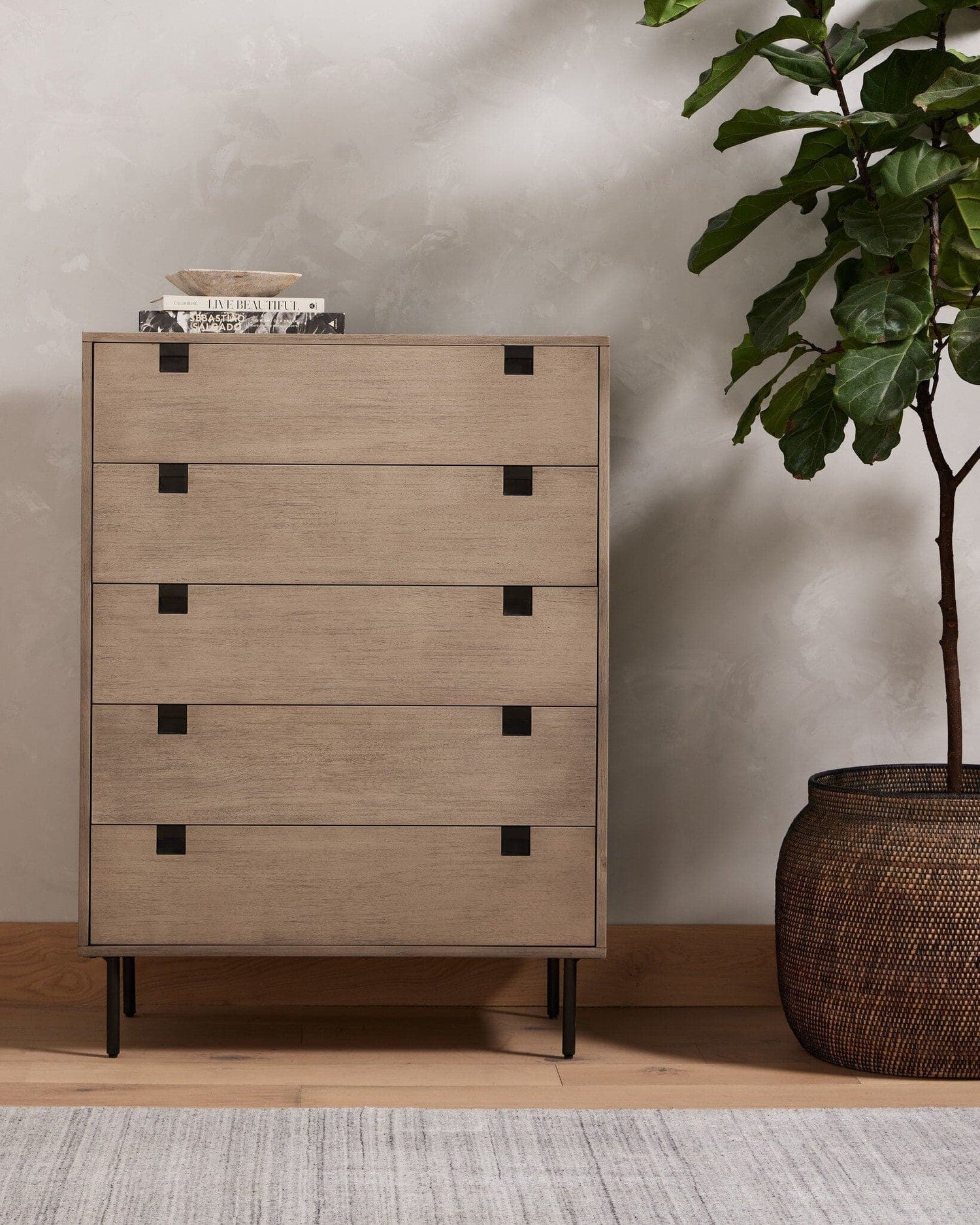 Carly 5 Drawer Dresser - Grey Wash Veneer