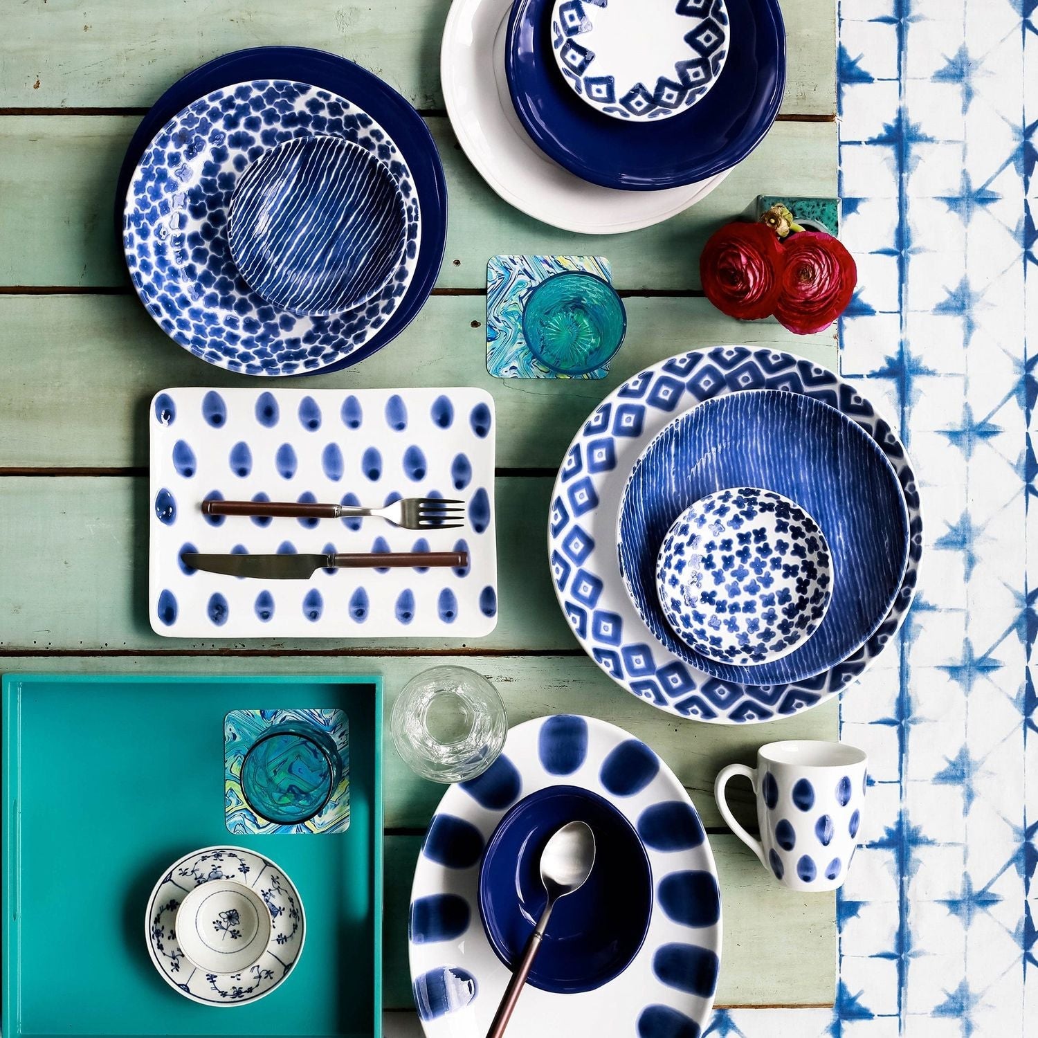 Santorini Dot Rectangular Platter