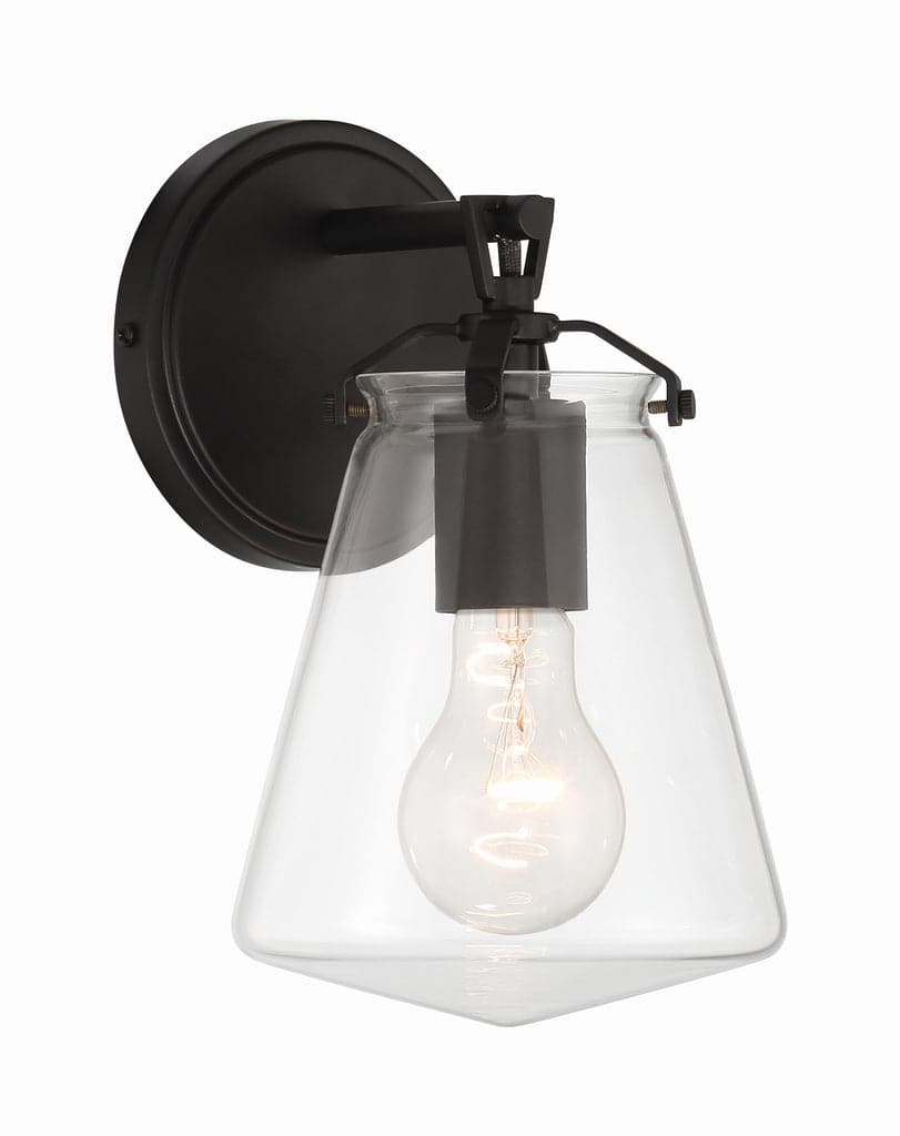 Voss 1 Light Sconce-Crystorama Lighting Company-CRYSTO-VSS-7001-MK-Wall LightingMatte Black-4-France and Son