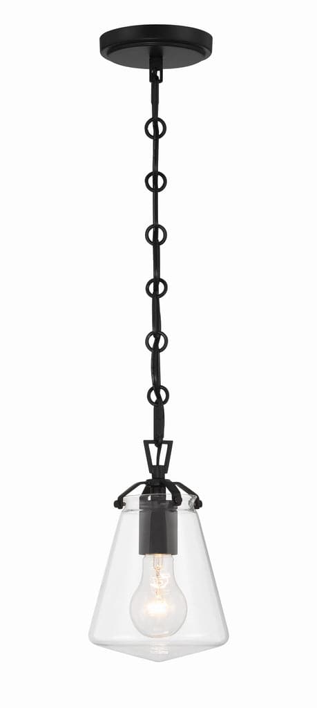 Voss 1 Light Mini Pendant-Crystorama Lighting Company-CRYSTO-VSS-7002-MK-PendantsMatte Black-5.75"W-12-France and Son