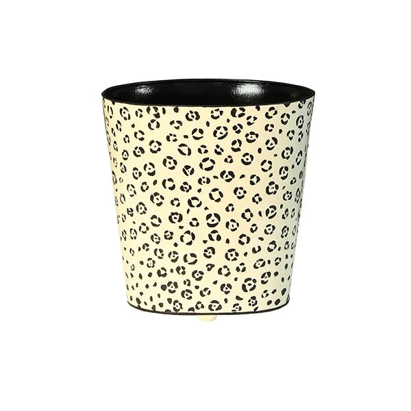 Alternate view of Oval Wastebasket Cream With Black Cheetah Pattern in cream and black.