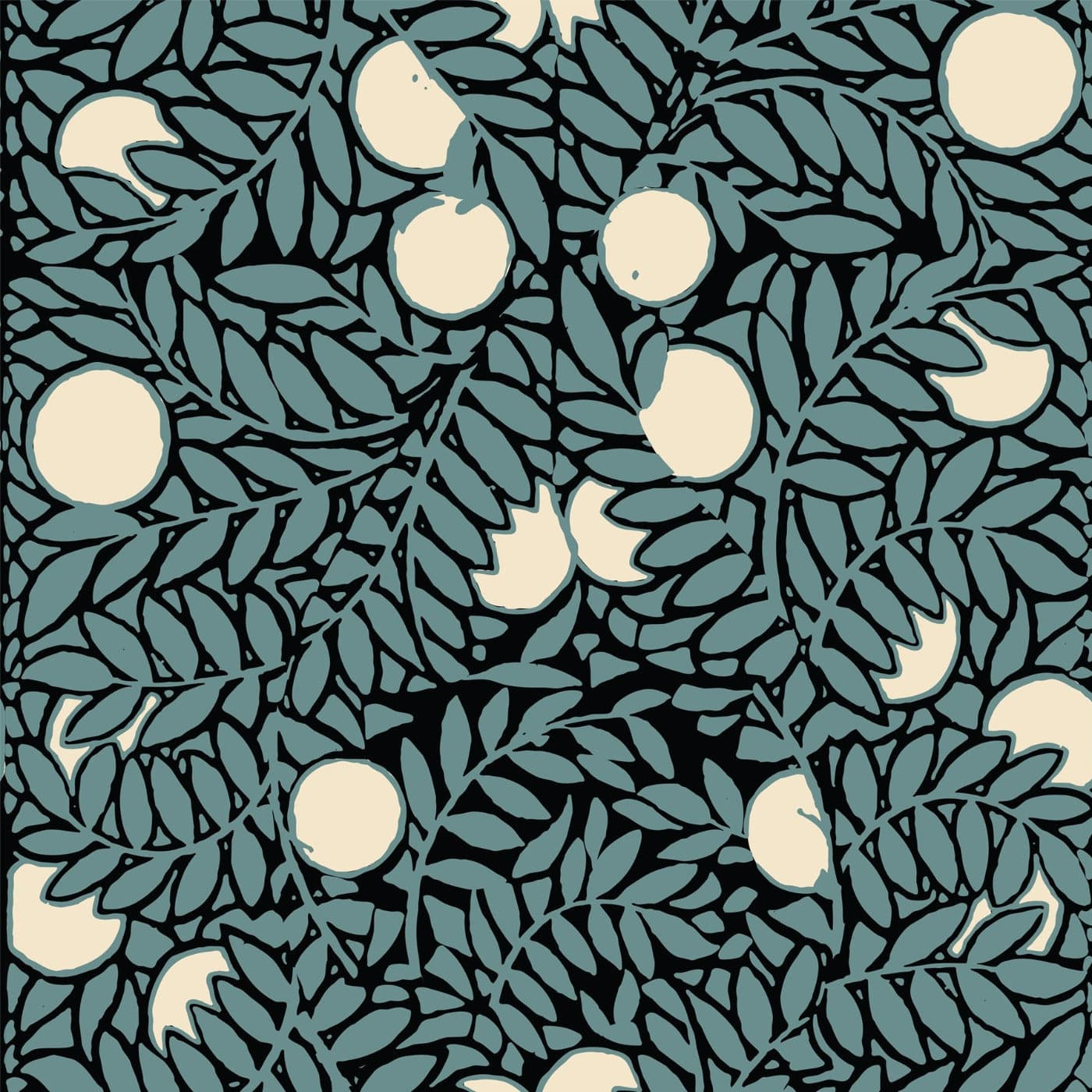 Orange Grove Wallpaper-Mitchell Black-MITCHB-WC322-3-PM-10-Wall DecorPatterns Blue/Cream-Premium Matte Paper-1-France and Son