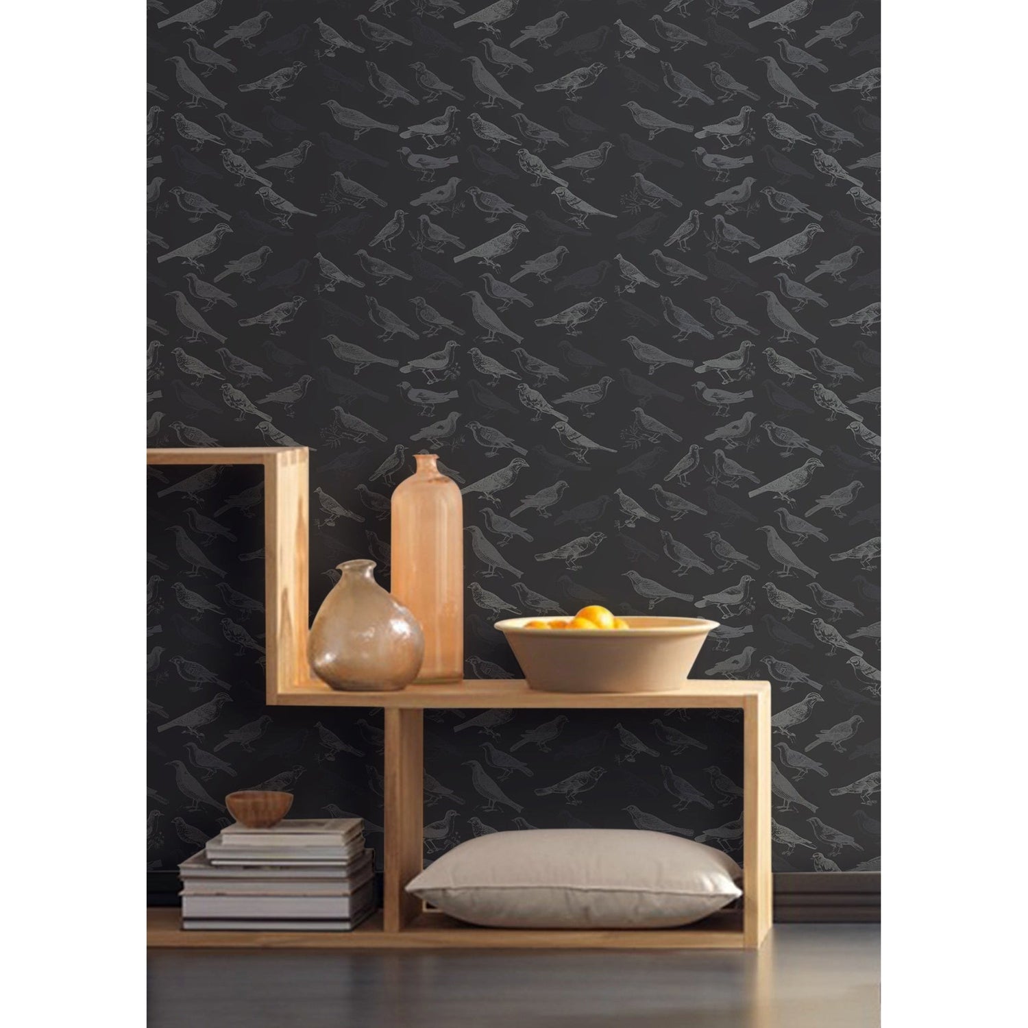 Tweeter Wallpaper-Mitchell Black-MITCHB-WC323-1-PM-10-Wall DecorPatterns Black-Premium Matte Paper-4-France and Son