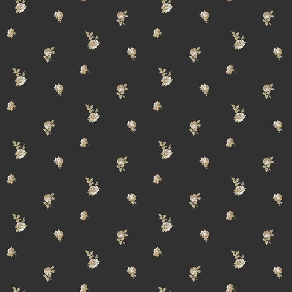 Miniature Roses Wallpaper-Mitchell Black-MITCHB-WC410-SB-PM-10-Wall DecorPatterns Soot Black-Premium Matte Paper-9-France and Son