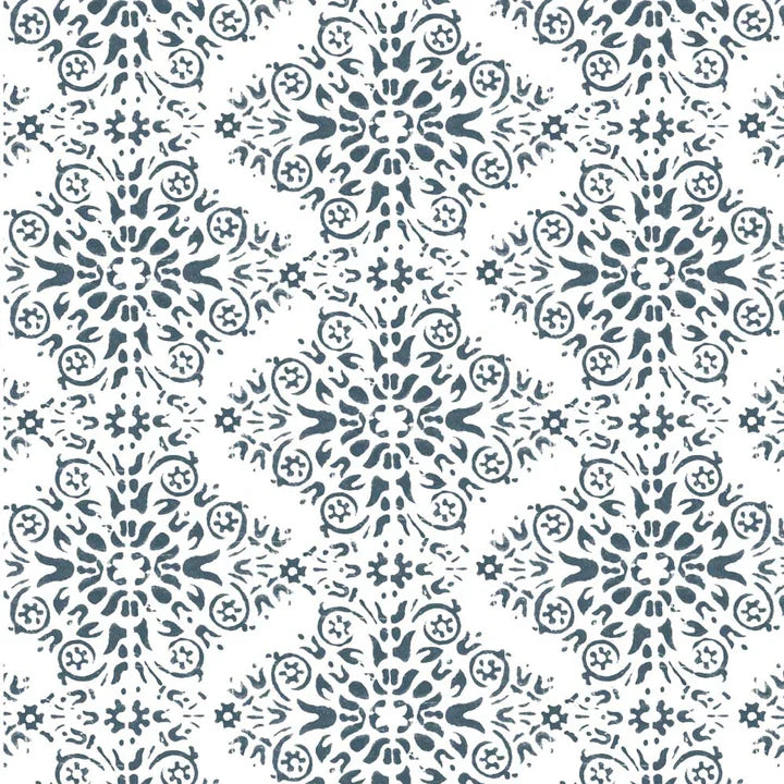 Timbre Damask Wallpaper-Mitchell Black-MITCHB-WC414-BL-PM-10-Wall DecorPatterns Stone Blue-Premium Matte Paper-1-France and Son