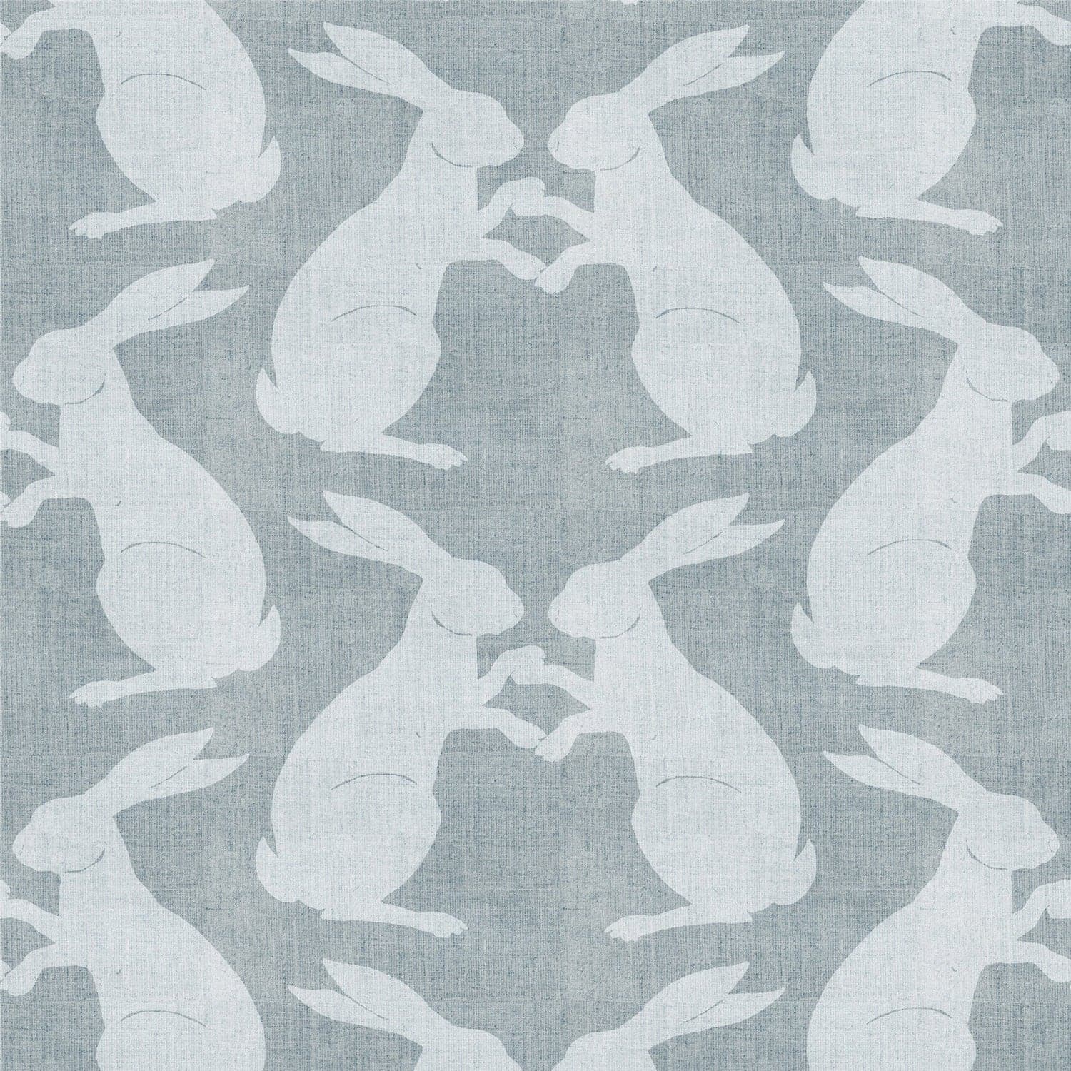 Paper Rabbits Wallpaper-Mitchell Black-MITCHB-WCB512-B-PM-10-Wall DecorPatterns Pewter Blue-Premium Matte Paper-1-France and Son