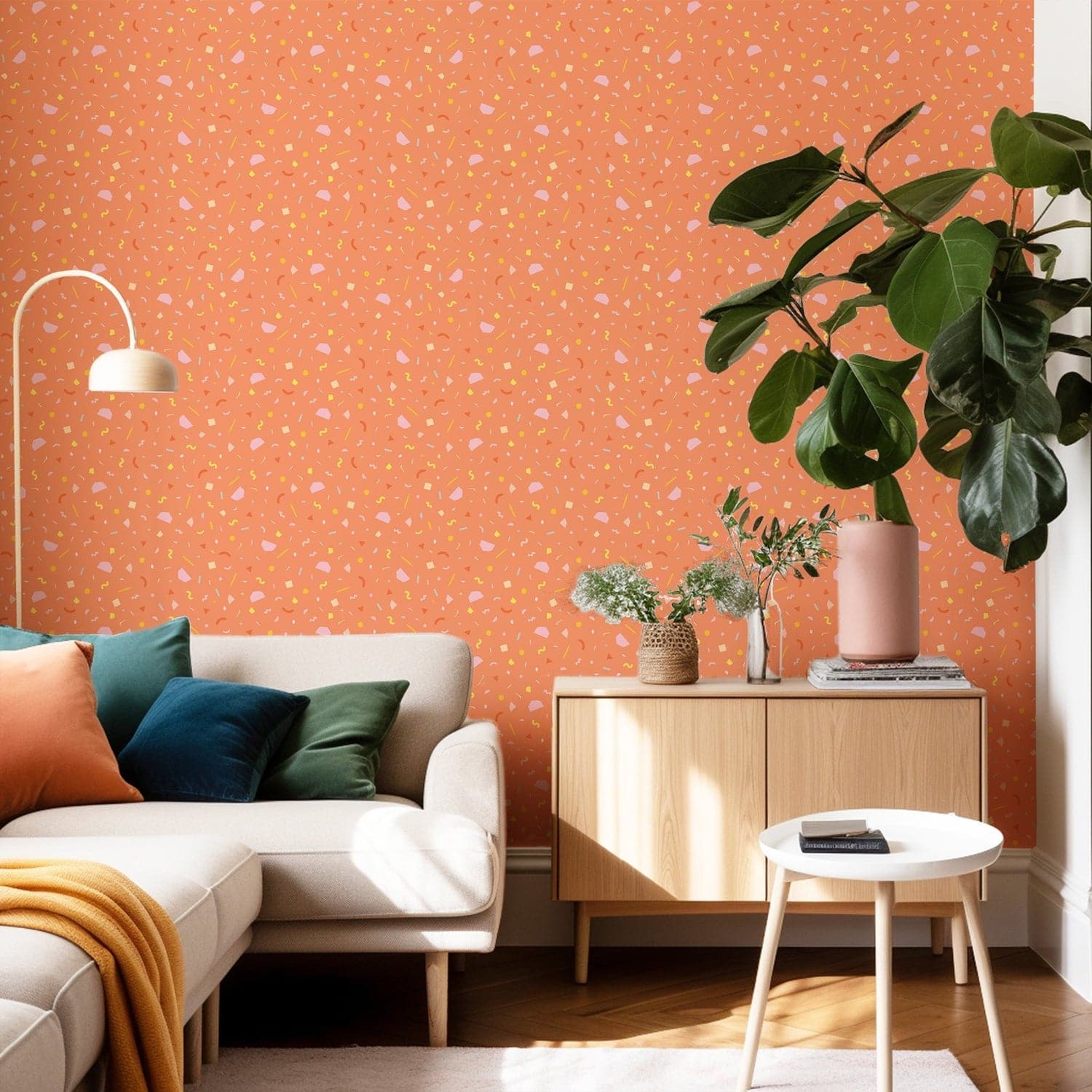Confetti Wallpaper-Mitchell Black-WCPK103-GR-PM-10-Wall PaperPatterns Green-Premium Matte Paper-3-France and Son