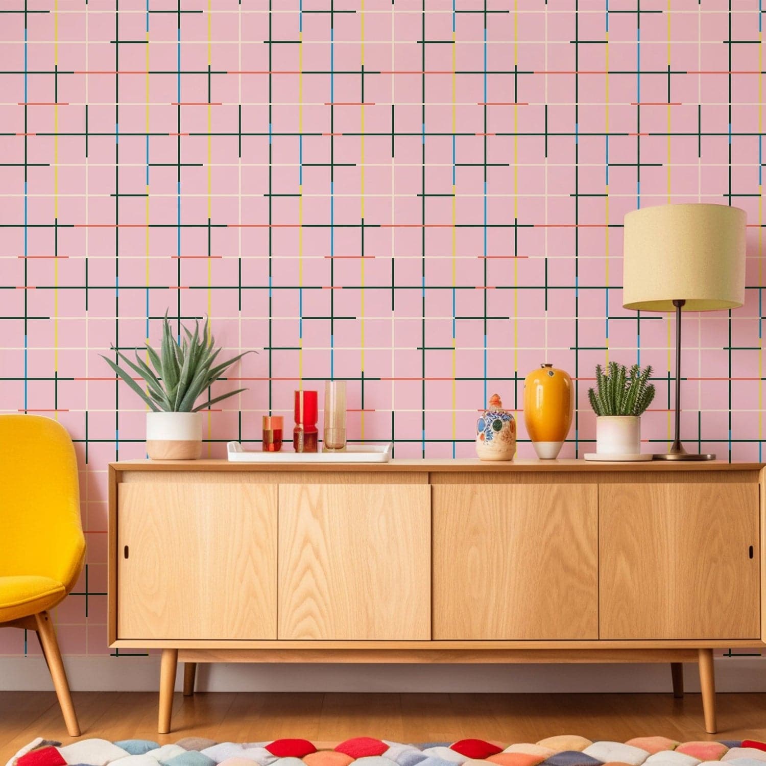 Grid Wallpaper-Mitchell Black-MITCHB-WCPK105-GR-PM-10-Wall PaperPatterns Green-Premium Matte Paper-3-France and Son